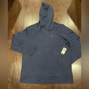Polo Ralph Lauren Hoodie Mens Large Blue Pullover Knit  Red Pony Size XXL NEW